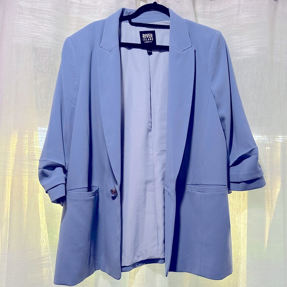 River Island London baby blue quarter sleeve jacket